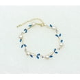 thumbnail image 3 of Faship Blue CZ Crystal Genuine Freshwater Pearls Floral Bracelet 7.5" - 9.5", 3 of 5