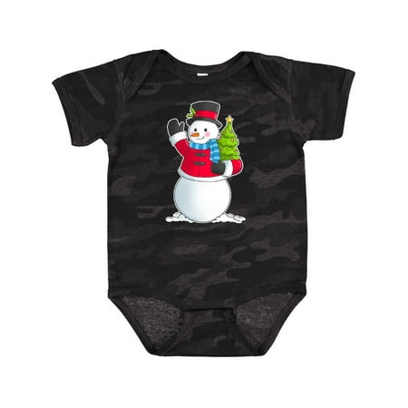 

Inktastic Snowman Holding Christmas Tree Gift Baby Boy or Baby Girl Bodysuit