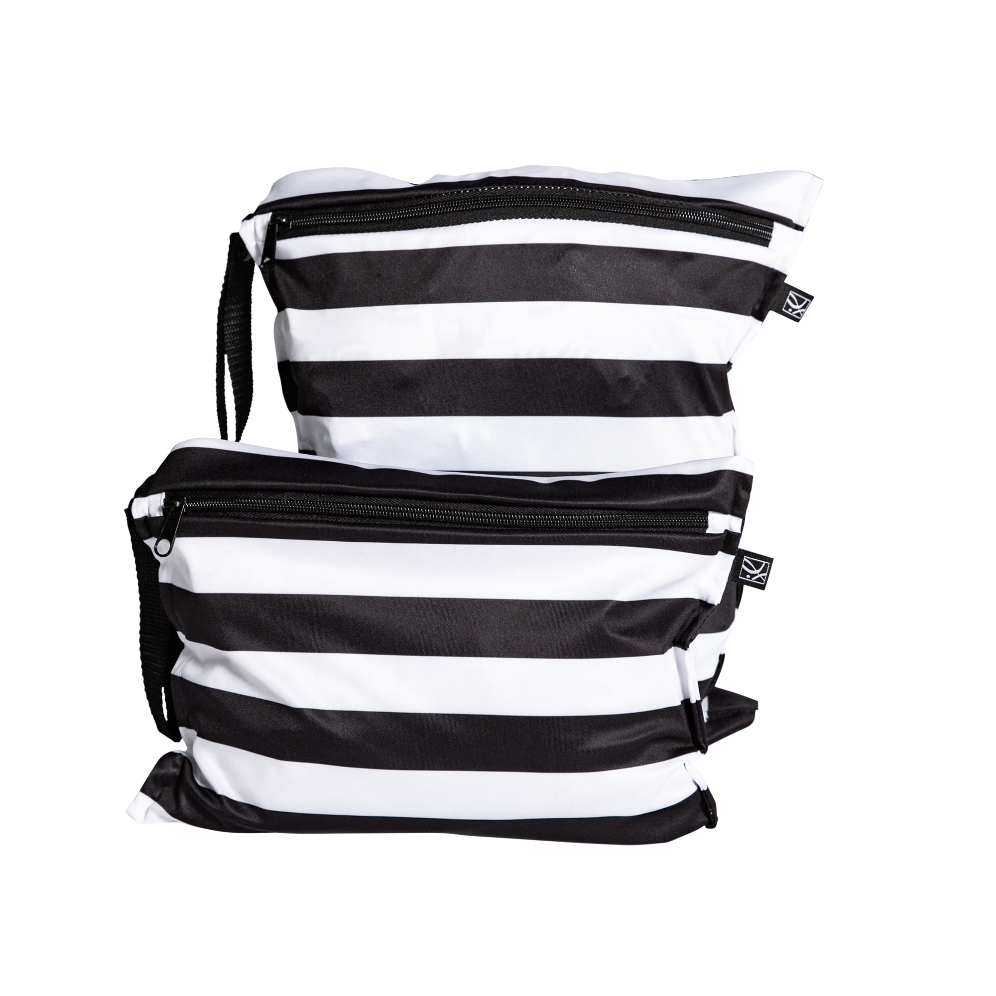 J.L. Childress Wet-to-Go Portable Wet and Dry Bags - Waterproof and Leakproof - Black/White Stripe