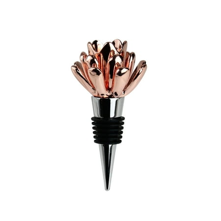 

Wild Eye 4 Handcrafted Rose Gold Flower Stainless Steel Wine Bottle Stopper and Candle Holder