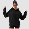 thumbnail image 7 of OQQ Women's Hooded Pullover Sweatshirt - Long Sleeve - Fashionable Fall/Winter Top with Front Pockets Design, 7 of 7
