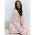 thumbnail image 5 of Women'S Fleece Cardigan Sweater Lazy Style Loose Knit Warm Cardigan Sweater Pink M, 5 of 8