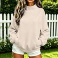 thumbnail image 2 of Women Mock Neck Raglan Sweatshirt Sevevn Long Sleeve Side Pocket Solid Oversized Casual Pullover Tops, 2 of 9