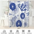 thumbnail image 4 of Blue Nautical Coastal Shower Curtain Sets,Starfish Seashell Coral Beach Bathroom Curtains,Ocean Themed Bath Curtain,Waterproof Fabric with 12 Hooks 72x72Inches, 4 of 5