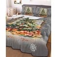 thumbnail image 3 of Quilts King Size Bedding Set, Gray Christmas Tree Lightweight Quilted Comforter, Watercolor Xmas Snowflake Soft Reversible Bedspread Coverlet with Pillow Covers for All Season, 96" x 106", 3 of 7