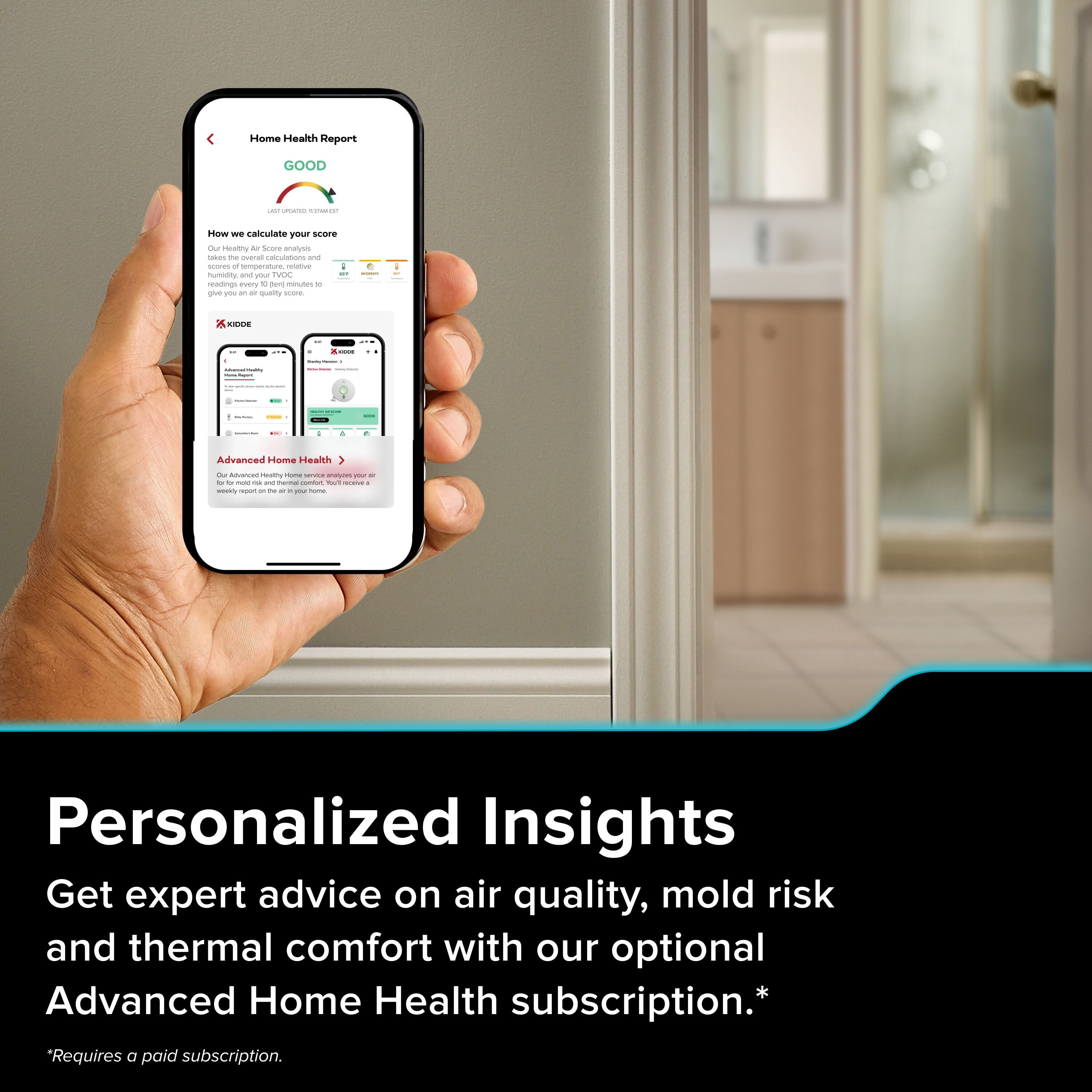 Kidde Smart Carbon Monoxide Detector & Indoor Air Quality, Plug-In with AA Battery Backup, COPDLQW
