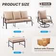 thumbnail image 3 of MAYEERTY 5-Piece Metal Frame Outdoor Patio Set with Swivel Chairs, Three-Seater Sofa, and Ottomans, 3 of 9