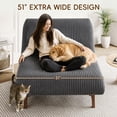 thumbnail image 2 of ANPOO 51''Armless Lounge Chair, 2-in-1 Convertible Floor Sofa Bed with Solid Wood Frame, Full Memory Foam Corduroy Accent Chair with Lumbar Pillow, Ergonomic Support for Living Room Bedroom Office, 2 of 10