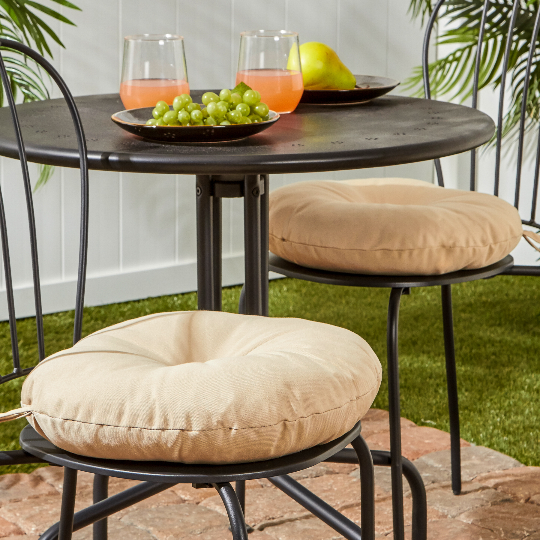 Greendale Home Fashions Stone 15 in. Round Outdoor Reversible Bistro Seat Cushion (Set of 2) - image 3 of 6