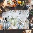 thumbnail image 6 of Fall Pumpkin Placemats Set of 8 Green Eucalyptus Leaves Flower Letter Harvest Heat Insulated Linen Place Mats, Washable Stain-Proof Table Mats for Dining Tables Holiday Decor 13x19inch, 6 of 9