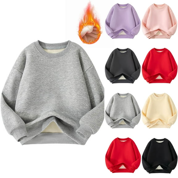 Swuxness Toddler Long Sleeve Sweatshirts, Toddler Fall Tops, Middle Big Kids Fleece Warm Crew Neck Sweatshirt for Boys and Girls Black, 5-6 Years