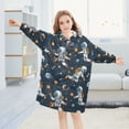 thumbnail image 5 of Dailycode Wearable Blanket Hoodie Oversized Sherpa Flannel Blankets with Pocket for 3-14 Year Old Cartoon Astronauts Star Planet, 5 of 7