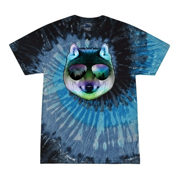 Wild Bobby, Funny Wolf on Sunglasses, Animal Lover, Tie-Dye Tees, Evening Sky, Small