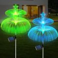 thumbnail image 1 of Luces solares para jardín, paquete de 2 luces solares para exteriores, luces solares de flores con medusas dobles y estrellas que cambian de 7 colores, 1 of 8