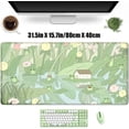 thumbnail image 2 of Green Frog Keyboard Mat Cute-31.5x15.7in-Green Floral Frog Mousepad-Plant Desk Pad- Tulip Aesthetic Desk Mat-Anime Mouse Mat- Desk Organizer Large Gaming Pads, 2 of 6