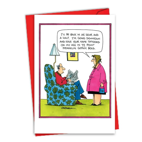 NobleWorks Funny Valentine's Day Greeting Card, Tattooed, 5 x 7 inch with Envelope