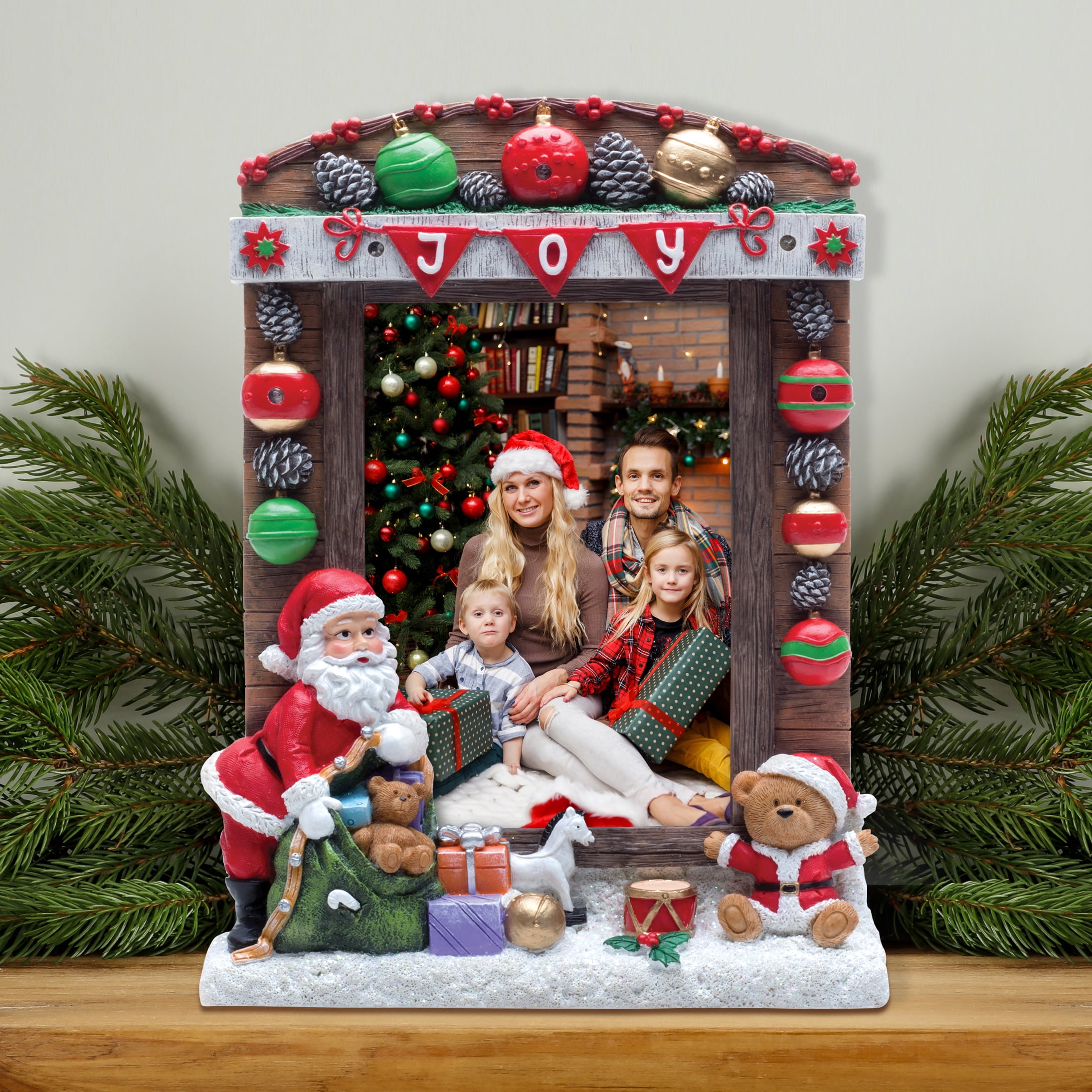 Fine Photo Gifts 5" x 7" Joy and Santa Clause Resin Light Up Single Picture Frame