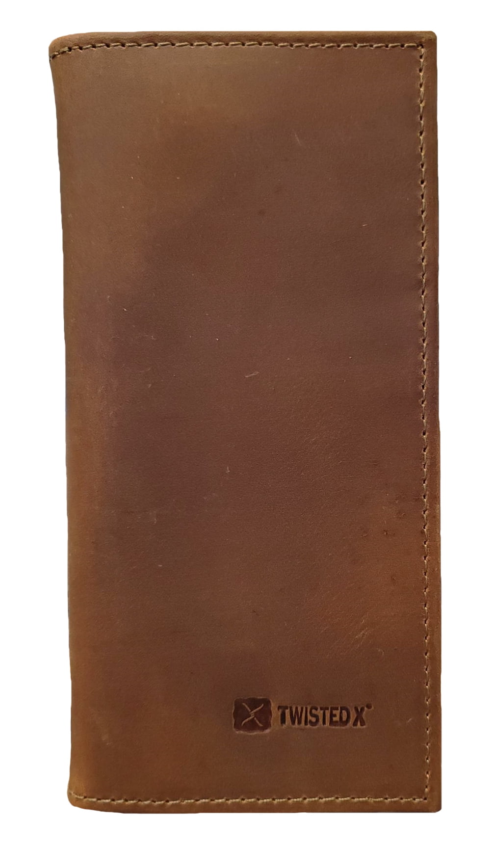 Twisted X Mens Distressed Leather Rodeo Checkbook Wallet (Brown