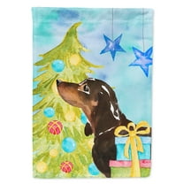Black and Tan Dachshund Christmas House Flag