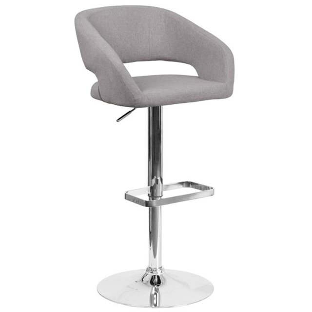 Bowery Hill Tabouret de Bar Réglable en Tissu Contemporain Gris