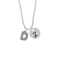 thumbnail image 2 of Delight Jewelry Black Nickeltone Crystal Initial - D - Beaded Border - Silvertone Script Initial Disc - I - Charm Necklace, 20"+3", 2 of 4