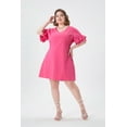 thumbnail image 2 of CASSIE LIZ Plus Size Dress For Women 5X Solid Hot Pink Pocket V Neck Dress Casual Flutter Trim Sleeves Dress Loose Fits Dress For Summer 5XL 26W 28W, 2 of 4