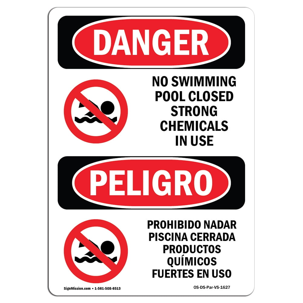 OSHA Danger Sign Hazardous Pool ChemicalsHeavy Duty Sign or Label 
