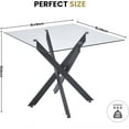 thumbnail image 2 of 36'' Square Glass Dining Table for 2-4, X-Shape Black Metal Legs, Glass Tea Table Square Kitchen Table for Small Space, 2 of 12