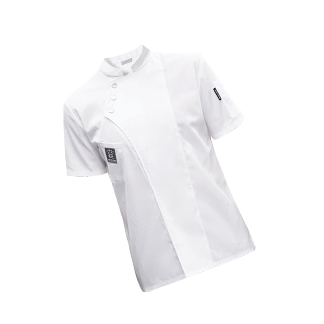 Hi,Fancy Chef Jacket Short Sleeve Cooking Clothes Simple Chef Coat for Restaurant White XXXL