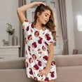 thumbnail image 3 of Balery Cartoon Hedgehogs Camisón de manga corta con cuello redondo para mujer, cómodo y elegante., 3 of 6