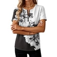 thumbnail image 5 of Uootdi Womens Tops Quarter Zip V Neck Slim Fit Short Sleeve Stretchy Lightweight Blouses Basic Tees Evening Chic Outfit Gift, 5 of 6