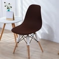 thumbnail image 1 of Funda elástica para asiento de silla, poliéster extraíble de color sólido, funda para silla moderna de mediados de siglo, funda protectora antipolvo café Macarena cubierta de asiento, 1 of 8