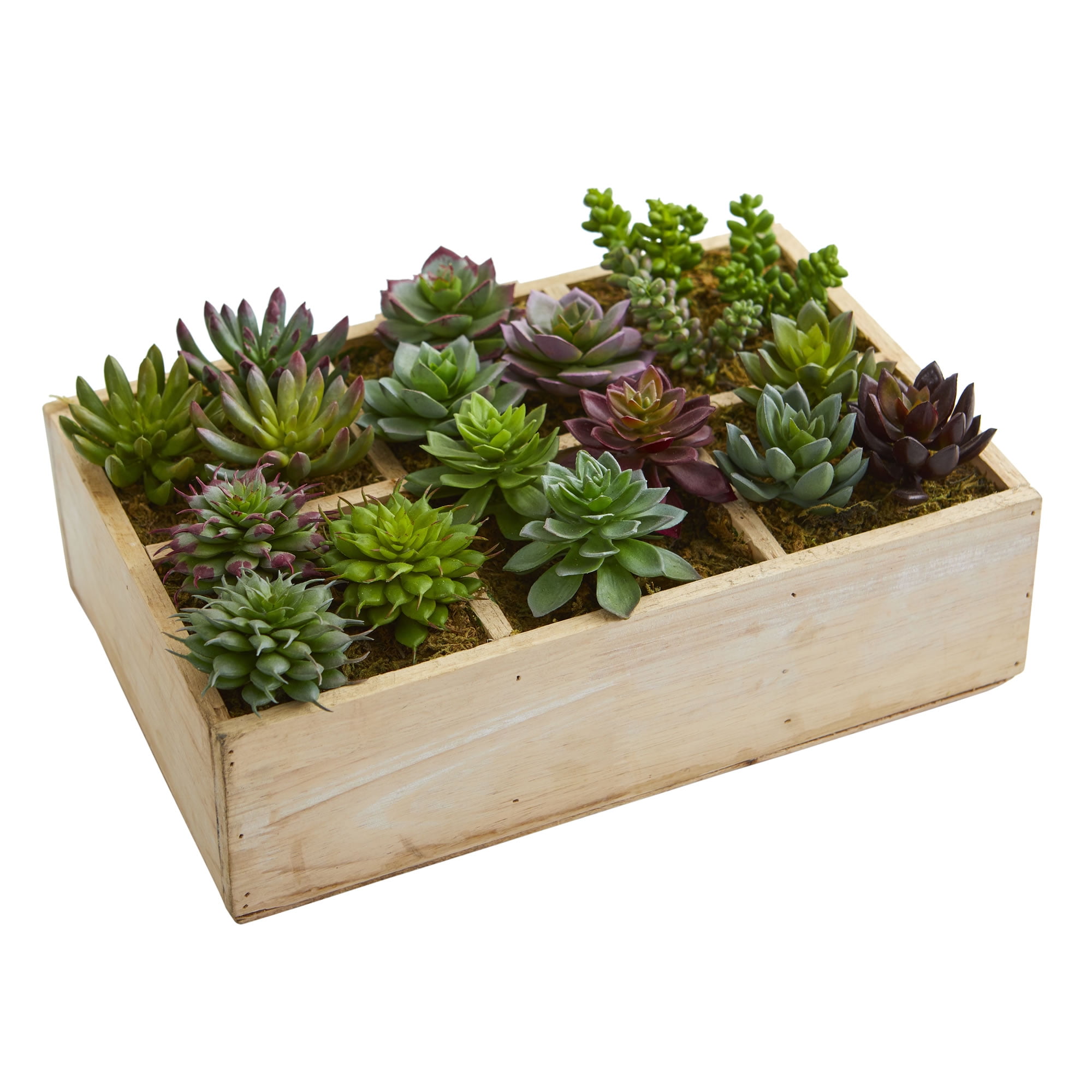 12 Mixed Succulent Garden in Tray Artificial Plant - Walmart.com