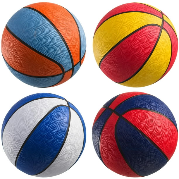 Minibalones de baloncesto de goma Bedwina de 18 cm, tamaño 3, para niños (paquete de 4)