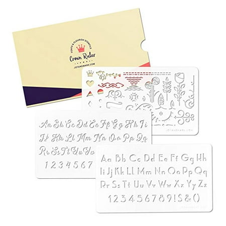 Jot & Mark Crown Ruler Fonts & Flourishes Stencils | for Scrapbooking, Invitations, Envelopes | Includes 3