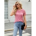 thumbnail image 5 of jinghuiyue Women’s Short Sleeve Shirts Dressy Lace Smocked Summer Tops Trendy Casual T shirts Cute Work Blouses M, 5 of 7