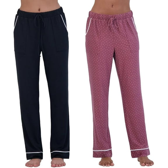 Lucky Brand Women's Lounge Pants, 2-Pack (Black/Pink Dot, X-Large)