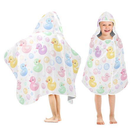 joogoo Duck Bubble Cartoon Kids Hooded Beach Towel Baby Bath Towel 23.5"x50"