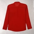 thumbnail image 5 of FAOWME Toddler Kids Boys Linen Shirt Button Up Long Sleeve Solid Color Lightweight Comfortable Tees Tops With Pocket For Casual Daily Wear,Red,9-10 Years, 5 of 9