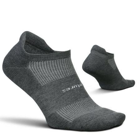 Feetures High Performance Cushion No Show Tab Solid- Running Socks for Men & Women  Athletic Ankle Socks  Moisture Wicking- X-Large  Heather Gray