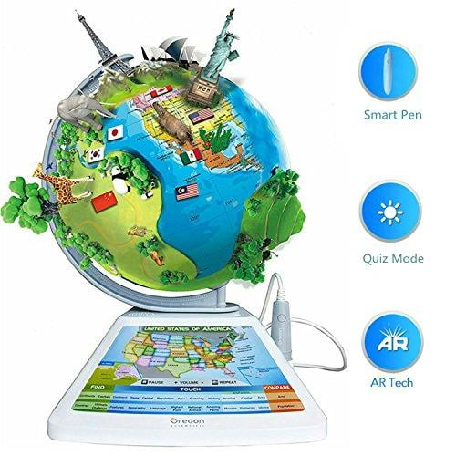 13in Smart Globe du Monde - 4 en 1 SG268R Globe avec l'Expérience de l'Application AR, ODI Smart Reading Tech, Mode Quiz Riche, Fonction de Prise de Photos Magique, Cadeaux Éducatifs Parfaits pour les Enfants.
