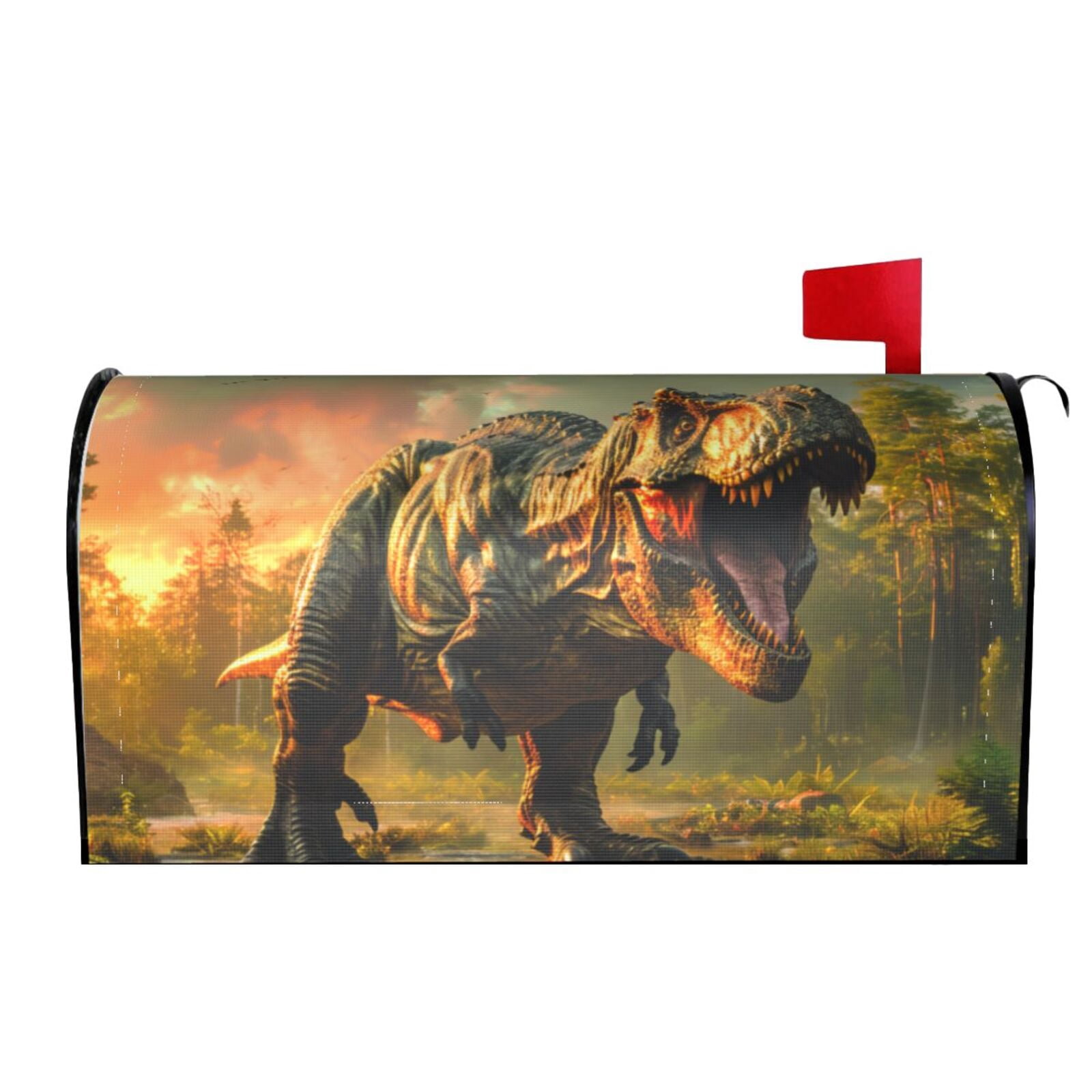 Picia Realistic Style Forest Dinosaur Magnetic Mailbox Cover Standard Size-21x18 in