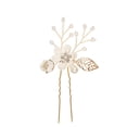 thumbnail image 1 of Nvzi Horquillas para el pelo de boda con flores para novias, peinetas con perlas de cristal, pinzas para el pelo, accesorios para el pelo de boda dorados, joyas, color blanco, 1 of 5