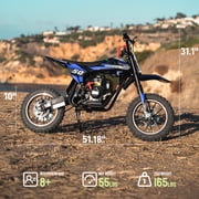 HOVERHEART Gas Dirt Bike,40cc 4-Stroke Gas Powered Kids Off Road Motorcycle for Teens&Adults,25Mph,165Lbs Capacity,Blue