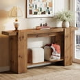 thumbnail image 2 of Finmind 63-Inch Solid Wood Entryway Table, Narrow Console Table with 2-Tier Storage Shelves, 2 of 6