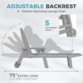 thumbnail image 3 of Wood Look Set of 2 HDPE Outdoor Chaise Lounge Chair, Rolling Pool Lounger, Gray, 3 of 8