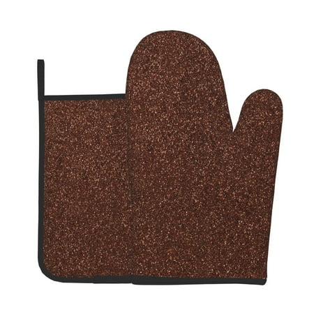

Tebeau Dark Brown Glitter Print Oven Mitts and Pan Racks 2-Piece Set Kitchen Oven Mitts and Pan Racks Heat Resistant 500 °F for Baking and Cooking