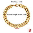 thumbnail image 3 of 8-14mm Chunky Miami Curb Chain Bracelet for Men, 14K Yellow Gold Cuban Link Chain Wristband Classic Punk Heavy Male Jewelry, 3 of 7