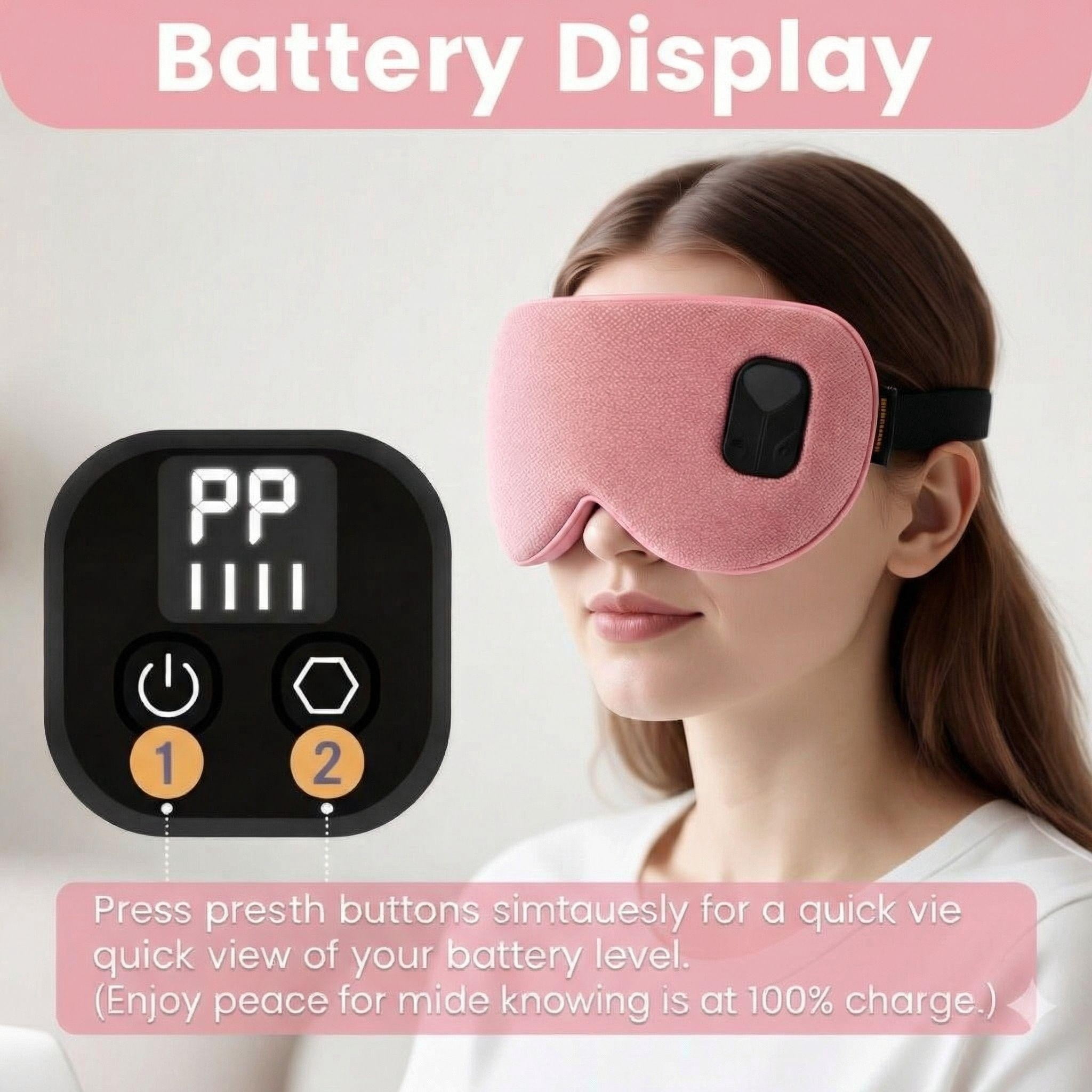 FACEMOON Cotton Linen Cordless Warm, Rechargeable Sleep Eye Mask for Dry Eyes Relief with Storage Pouch, Pink