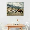 thumbnail image 2 of Acheng Horses Framed Wall Art Decor: The Small Size Western Farmhouse Wooden Picture Vintage Rustic Painting Wild Animals Walking in the Vast Grassland Artwork for Living Room 16x12in, 2 of 6